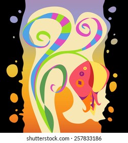 Rainbow exotic flower. Vector illustration