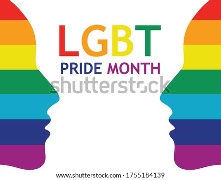 Rainbow face with LGBT pride month lettering isolated vector illustration. LGBT transgender pride moth symbol concept background