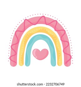 rainbow fairytale with heart icon