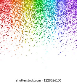 Rainbow falling glitter on white background. Vector
