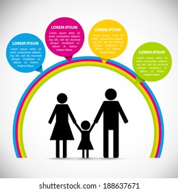 Rainbow family infographic vector template