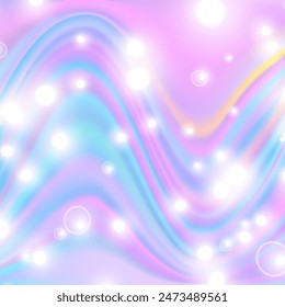 Rainbow fantasy background with glowing lights vector illustration. Dreamlike wallpaper for children items colors image. Bright multicolored backdrop