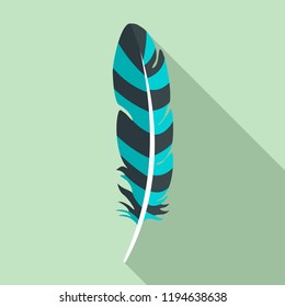 Rainbow feather icon. Flat illustration of rainbow feather vector icon for web design