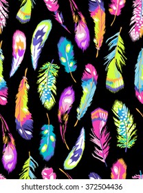 Rainbow Feather Print ~ Seamless Background