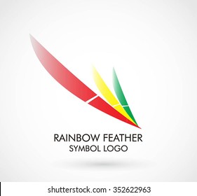 Rainbow of feather wing abstract vector and logo design or template colorful business icon of company identity symbol concept