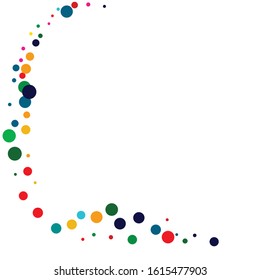 Rainbow Festival Splash Illustration. White Christmas Dot Wallpaper. Effect Banner. Carnaval Green Backdrop.