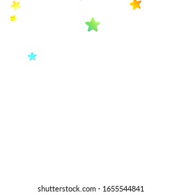 Confetti festivo arcoiris. Plantilla de Carnaval. Estrella Colorida Cae. Hermosa fiesta de vacaciones. Pequeños baldes multicolores sobre fondo blanco. Ilustración del vector brillante.