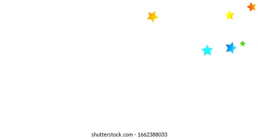 Confetti festivo arcoiris. Plantilla de Carnaval. Estrella Colorida Cae. Hermosa fiesta de vacaciones. Pequeños baldes multicolores sobre fondo blanco. Ilustración del vector brillante.