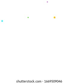 Rainbow Festive Confetti. Carnival Template. Colorful Star Falling. Beautiful Holidays Party. Little Tiny Multicolor Sprockets on White Background. Bright Vector Illustration.