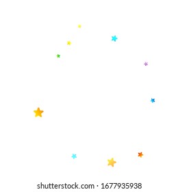 Rainbow Festive Confetti. Carnival Template. Colorful Star Falling. Beautiful Holidays Party. Little Tiny Multicolor Sprockets on White Background. Bright Vector Illustration.