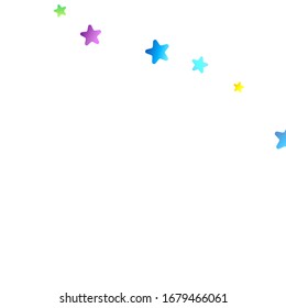Rainbow Festive Confetti. Carnival Template. Colorful Star Falling. Beautiful Holidays Party. Little Tiny Multicolor Sprockets on White Background. Bright Vector Illustration.