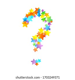 Rainbow Festive Confetti. Carnival Template. Colorful Star Falling. Beautiful Holidays Party. Little Tiny Multicolor Sprockets on White Background. Bright Vector Illustration.