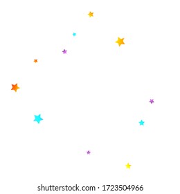 Rainbow Festive Confetti. Carnival Template. Colorful Star Falling. Beautiful Holidays Party. Little Tiny Multicolor Sprockets on White Background. Bright Vector Illustration.