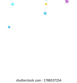 Rainbow Festive Confetti. Carnival Template. Colorful Star Falling. Beautiful Holidays Party. Little Tiny Multicolor Sprockets on White Background. Bright Vector Illustration.