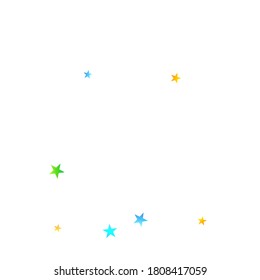 Rainbow Festive Confetti. Carnival Template. Colorful Star Falling. Beautiful Holidays Party. Little Tiny Multicolor Sprockets on White Background. Bright Vector Illustration.