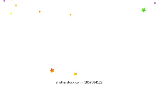 Rainbow Festive Confetti. Carnival Template. Colorful Star Falling. Beautiful Holidays Party. Little Tiny Multicolor Sprockets on White Background. Bright Vector Illustration.