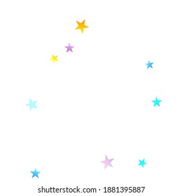 Rainbow Festive Confetti. Carnival Template. Colorful Star Falling. Beautiful Holidays Party. Little Tiny Multicolor Sprockets on White Background. Bright Vector Illustration.