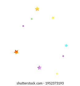 Rainbow Festive Confetti. Carnival Template. Colorful Star Falling. Beautiful Holidays Party. Little Tiny Multicolor Sprockets on White Background. Bright Vector Illustration.