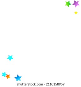 Rainbow Festive Confetti. Carnival Template. Colorful Star Falling. Beautiful Holidays Party. Little Tiny Multicolor Sprockets on White Background. Bright Vector Illustration.