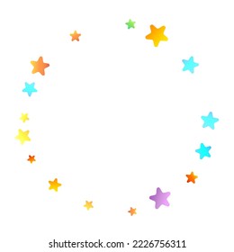 Rainbow Festive Confetti. Carnival Template. Colorful Star Falling. Beautiful Holidays Party. Little Tiny Multicolor Sprockets on White Background. Bright Vector Illustration.