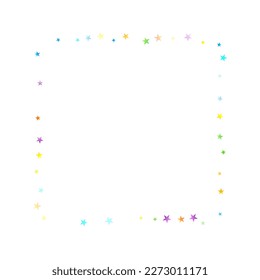 Rainbow Festive Confetti. Carnival Template. Colorful Star Falling. Beautiful Holidays Party. Little Tiny Multicolor Sprockets on White Background. Bright Vector Illustration.