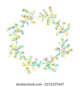 Confetti festivo arcoiris. Plantilla de Carnaval. Estrella Colorida Cae. Hermosa fiesta de vacaciones. Pequeños baldes multicolores sobre fondo blanco. Ilustración del vector brillante.