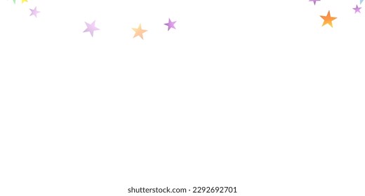 Rainbow Festive Confetti. Karnevalsvorlage. Farbiger Star fällt. Schöne Feiertage. Kleine, kleine, mehrfarbige Schmutzspritzen auf weißem Hintergrund. Helle Vektorgrafik.