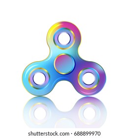 Rainbow fidget spinner. Toy for relieving anxiety, stress and improving attention. Isolated on white background. Elements of design for business, web, advertising, banners Vector illustration