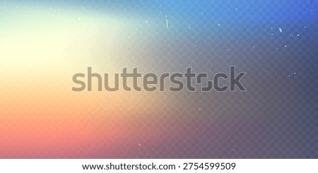 Rainbow film leak effect on transparent bg with noise, grain, scratches. Sunset color gradient camera with photo light, iridescent prism and flare overlay, vector illustration.