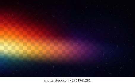 Rainbow film light leak gradient overlay with vintage grain and dust texture