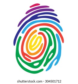 Rainbow fingerprint color shape. Secure identification system