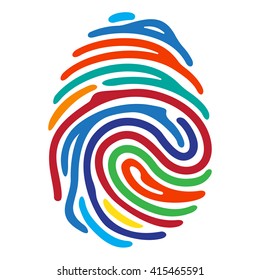 Rainbow Fingerprint secure identification. Vector illustration