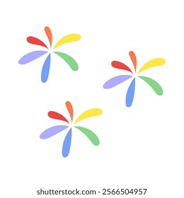 Rainbow fireworks decoration. Lgbt, diversity, pride month concepts. Flat decorative vector design isolated illustration.