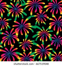 rainbow fireworks on black