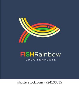 Rainbow Fish Logo Design template. Creative Colorful Logo Concept. Vector Illustration Eps.10