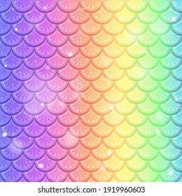 Rainbow fish scale seamless pattern background illustration