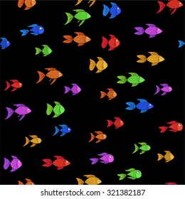 rainbow fish seamless pattern.