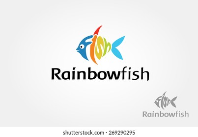 Logo de pescado hecho de cartas de pescado.