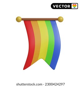 rainbow flag 3D vector icon set, on a white background
