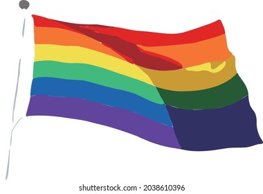 Der Wind, der eine LGBT-Flagge bzw. Banner-Vektorgrafik in der Luft flattert, repräsentiert die LGBT-Bewegung, die Gleichheit, Menschenrechte und Freiheit für die Minderheit der Sexualität zu erreichen.