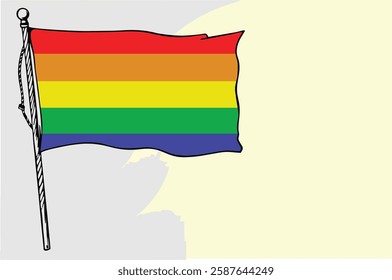 Rainbow flag, concept for special celebrations of LGBTQAI people around the world in pride month. Editable vector for greeting card, poster or banner. Social, electronic and print media equal rights.