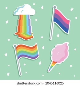 rainbow flag and cotton icon set