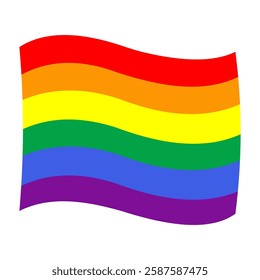 Rainbow flag design icon emoticon. Vector illustration on white background of Rainbow flag.