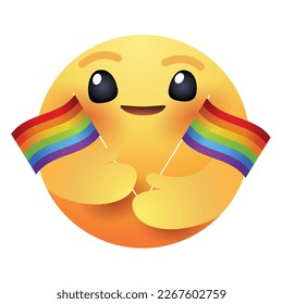 Rainbow flag emoji vector illustration. Pride month emoticon, element, sign, symbol