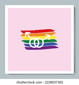 Regenbogenflagge mit dem zweimaligen LGBT-Symbol Geschlecht