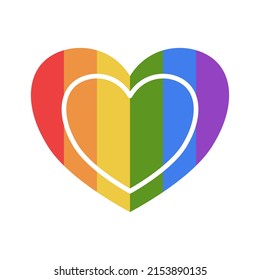 Rainbow Flag Heart Illustration. Pride month, LGBT Pride logo on white,Vector