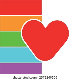 rainbow flag with heart isolated.Valentine's Day