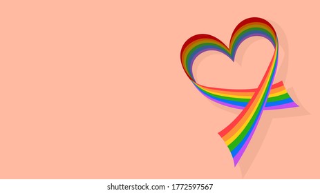 Rainbow Flag In Heart Shape For LGBT Or Same Sex Marriage Or LGBT Health Concept. Vector Illustration