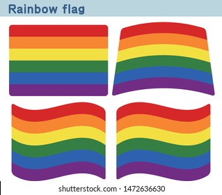 rainbow flag,. Flag icon set of four different shapes. Vector Illustration.
