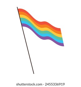 Elemento de ilustración de la bandera del arco iris sobre fondo blanco.